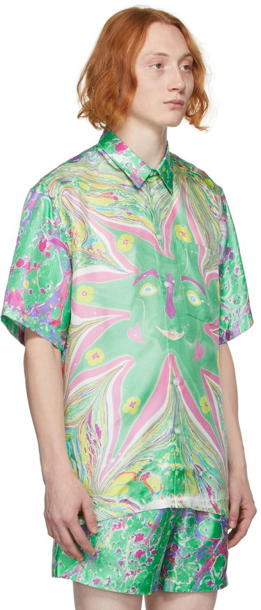 Риза Stella McCartney Stella McCartney Ricky Myfawnwy Edition Print Short Sleeve Shirt Зелено | 604051SSA65, 1