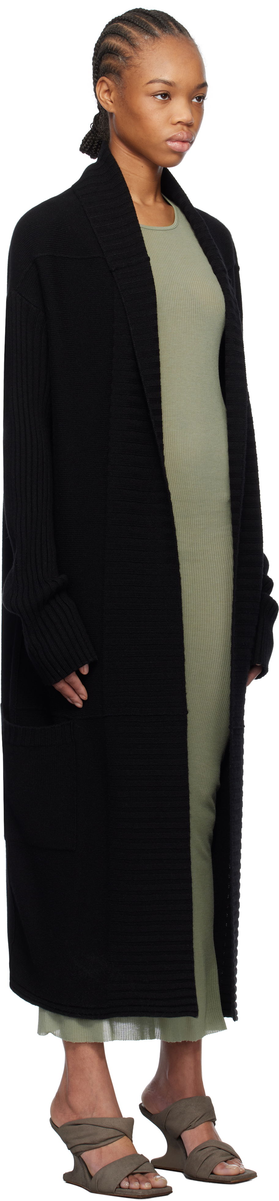 Пуловер Rick Owens Rick Owens Hollywood Dafne Robe Cardigan Черно | RP01E7667 KLWS, 1