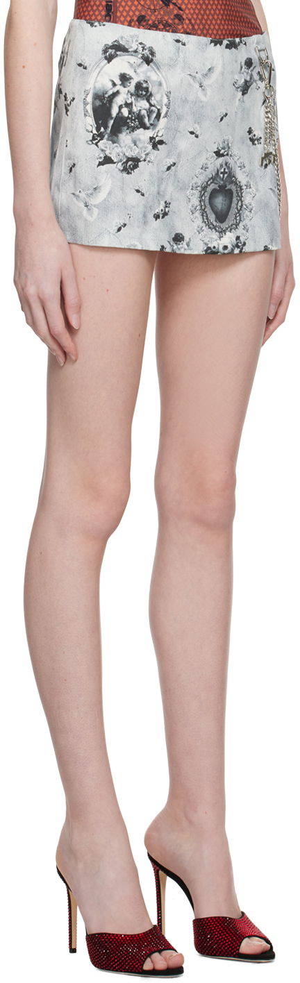 Пола Miaou Miaou Binx Printed Miniskirt Сиво | 4021SCPAR, 1