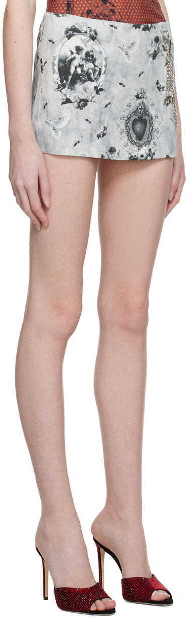 Пола Miaou Miaou Binx Printed Miniskirt Сиво | 4021SCPAR, 1