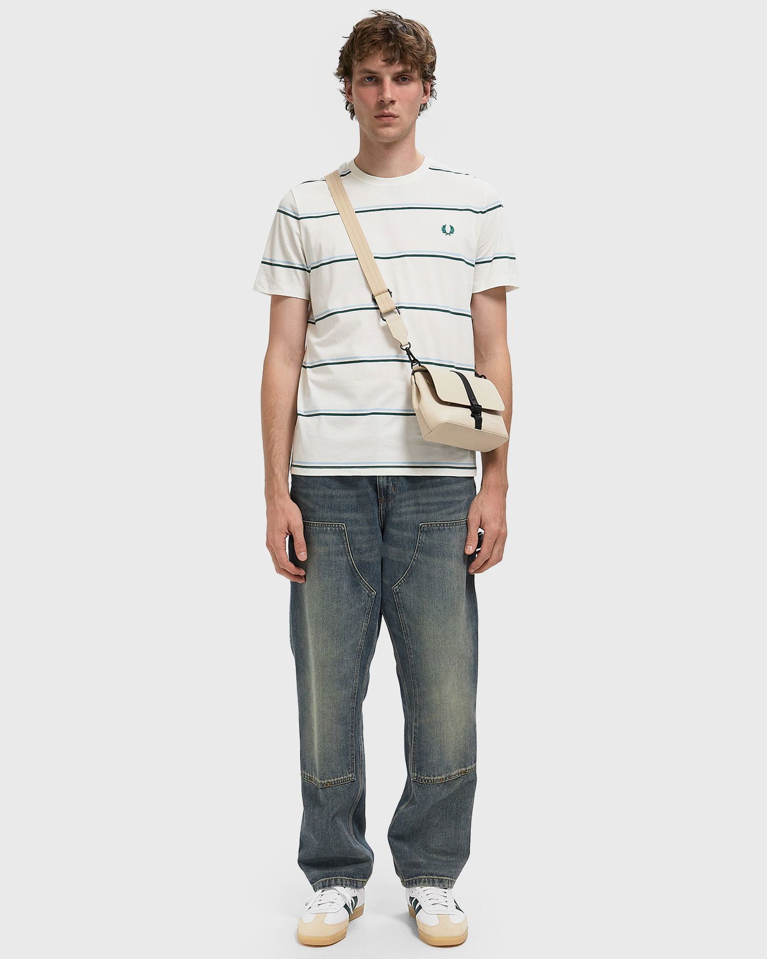 Тениска Fred Perry Fred Perry Fine Stripe T-Shirt Бяло | M1734-129, 1