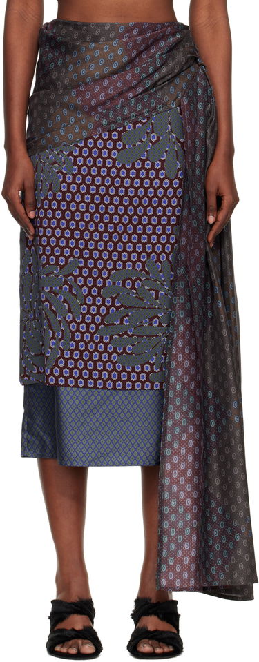 Пола Dries Van Noten Dries Van Noten Layered Tie Motif Midi Skirt Многоцветен | 252-010856-2260, 0