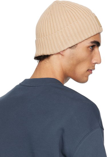 Шапка MAISON KITSUNÉ Maison Kitsuné Fox Head Leather Patch Beanie Бежово | OW06110KT1140, 2