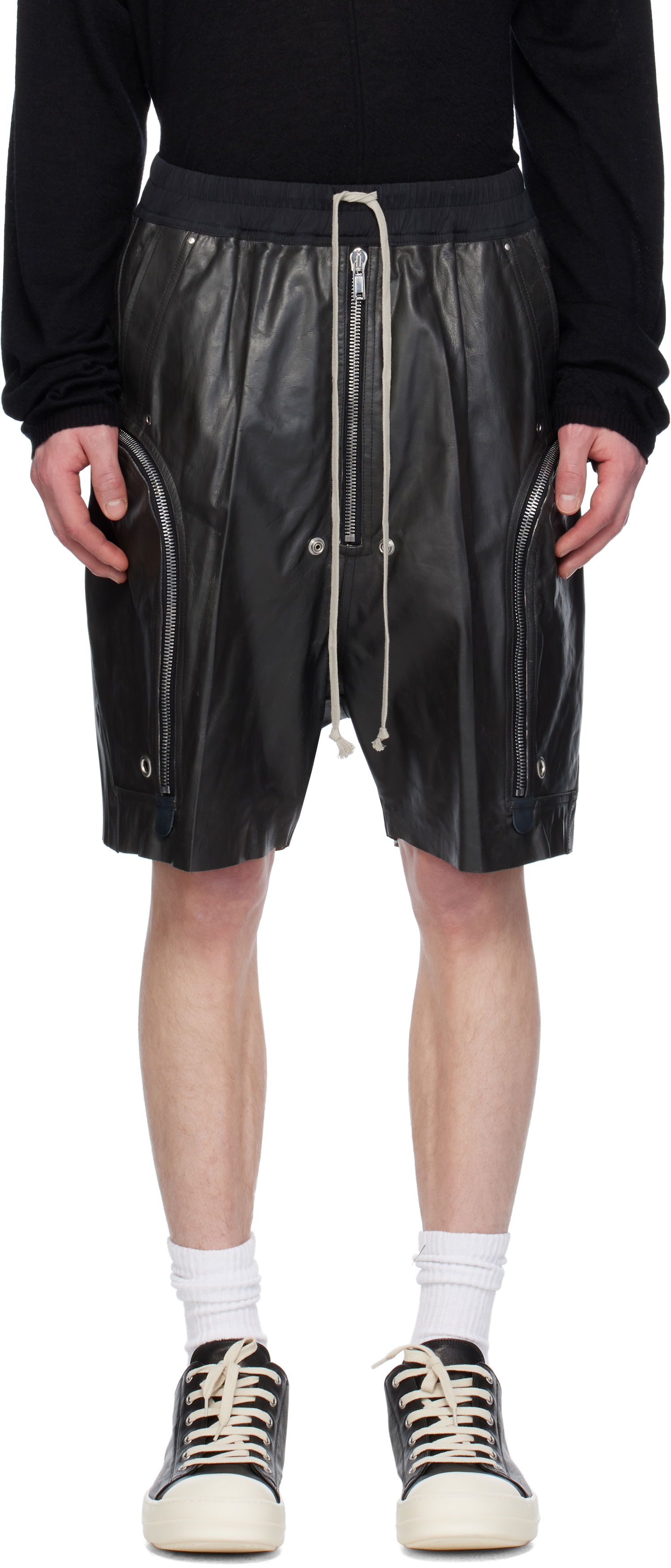 Къси панталони Rick Owens Rick Owens Hollywood Bauhaus Bela Leather Shorts Черно | RU01E5392 LTP, 0