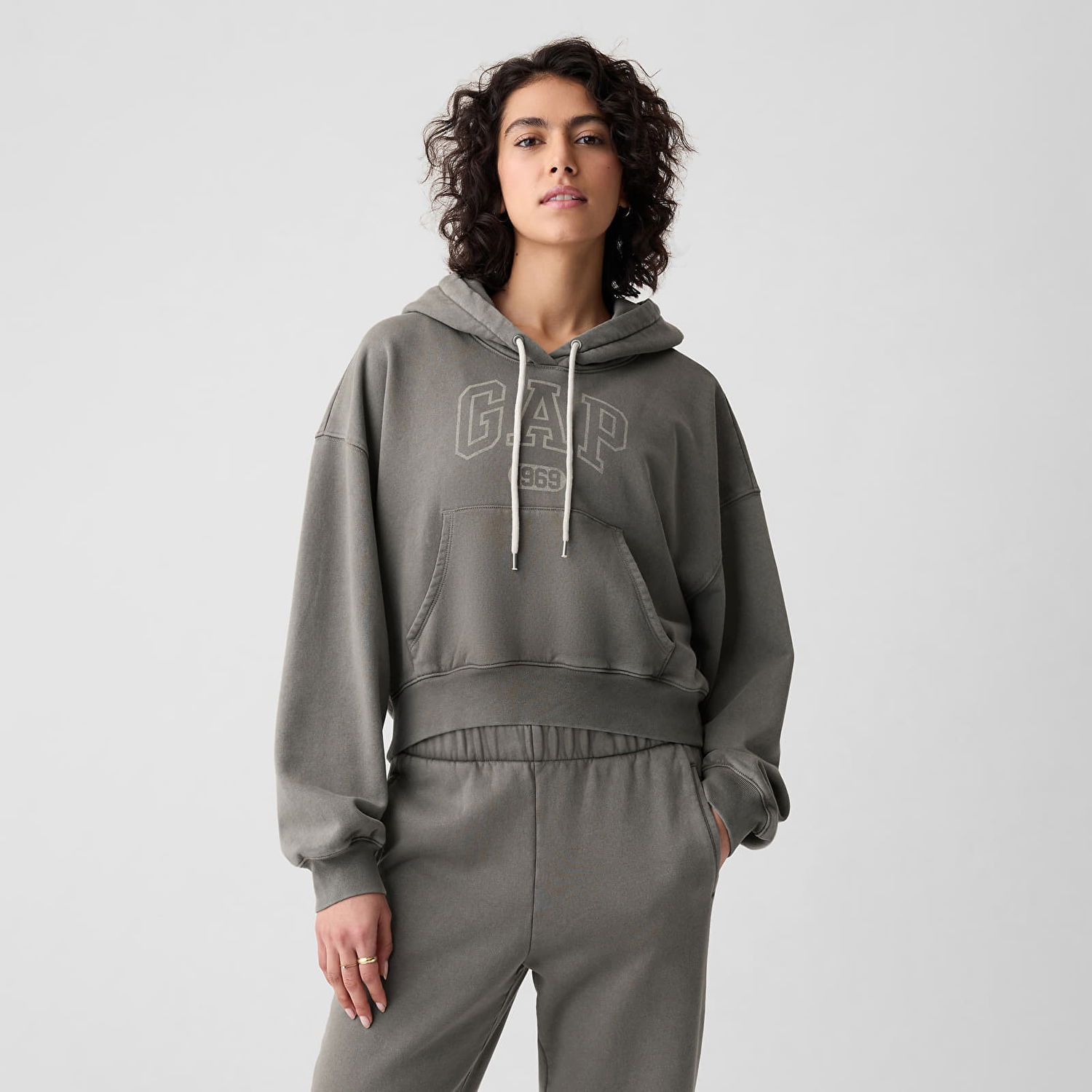 Суитчър GAP Logo Pullover Hoodie Greenish Grey Сиво | 794965-09, 0