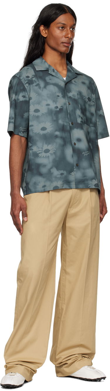 Риза MAISON KITSUNÉ Maison Kitsuné Resort Daisy Print Shirt Синьо | OM00421WW9054, 3