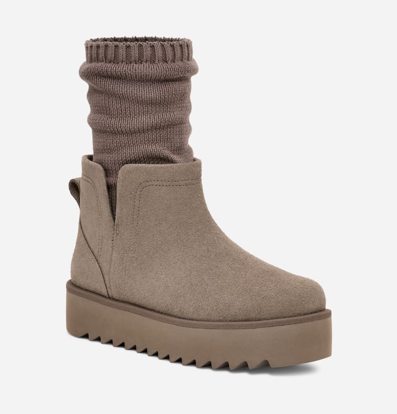 Кецове и обувки UGG Classic Ultra Mini Sock'd Plateau Boot Сиво | 1170712-SKP, 1