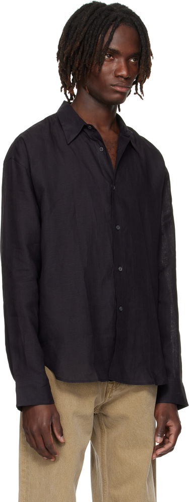 Риза Studio Nicholson Studio Nicholson Rafe Linen Shirt Черно | RAFE SNM - 1402, 1