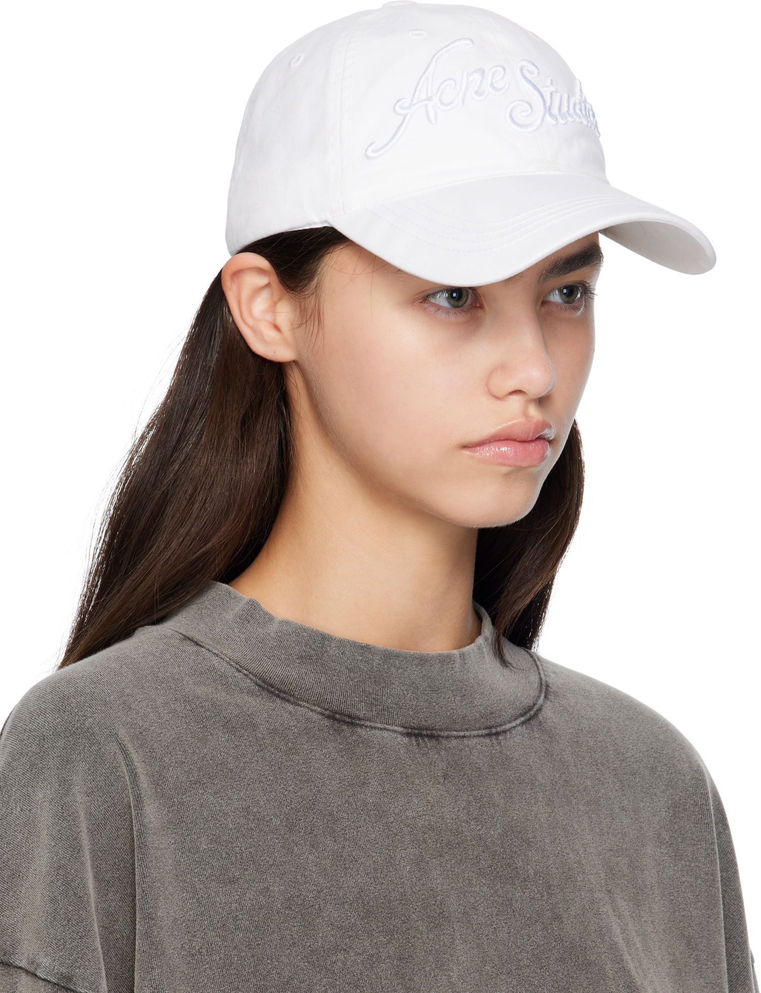 Шапка с козирка Acne Studios Logo Cap Бяло | C40416-, 1