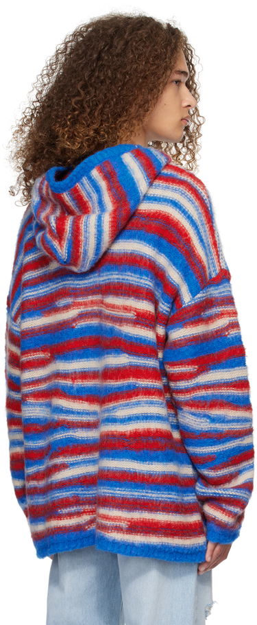 Пуловер ERL ERL Striped Knit Hoodie Червено | ERL07N015, 2