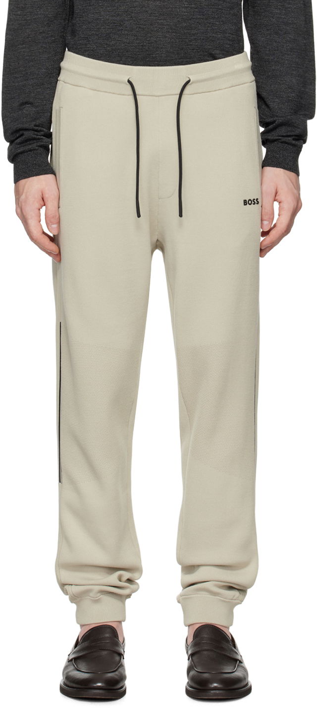 Beige Logo-Emed Sweatpants