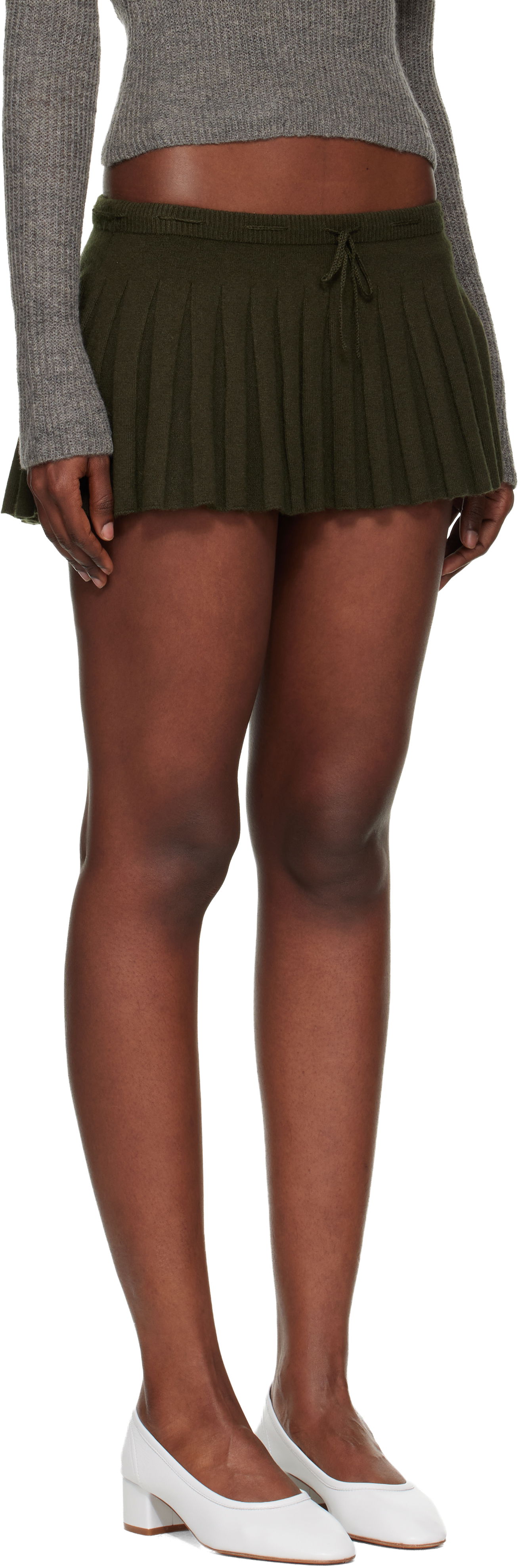 Пола GUIZIO Vivienne Pleated Miniskirt Зелено | H25309S020, 1