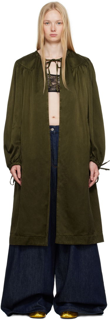 Тренчкот Dries Van Noten Dries Van Noten Gathered Open Front Coat Зелено | 251-010202-1426, 0