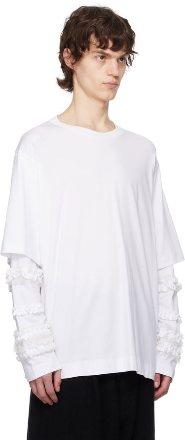 Тениска Simone Rocha Simone Rocha Layered Ruffle Frill Long Sleeve T-Shirt Бяло | 5326 0553, 1