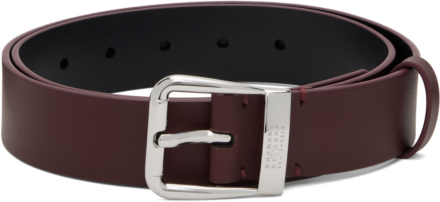 Колани Maison Margiela MM6 Maison Margiela Leather Belt with Engraved Number Buckle Бургунди | SA6TP0040 P8332, 0