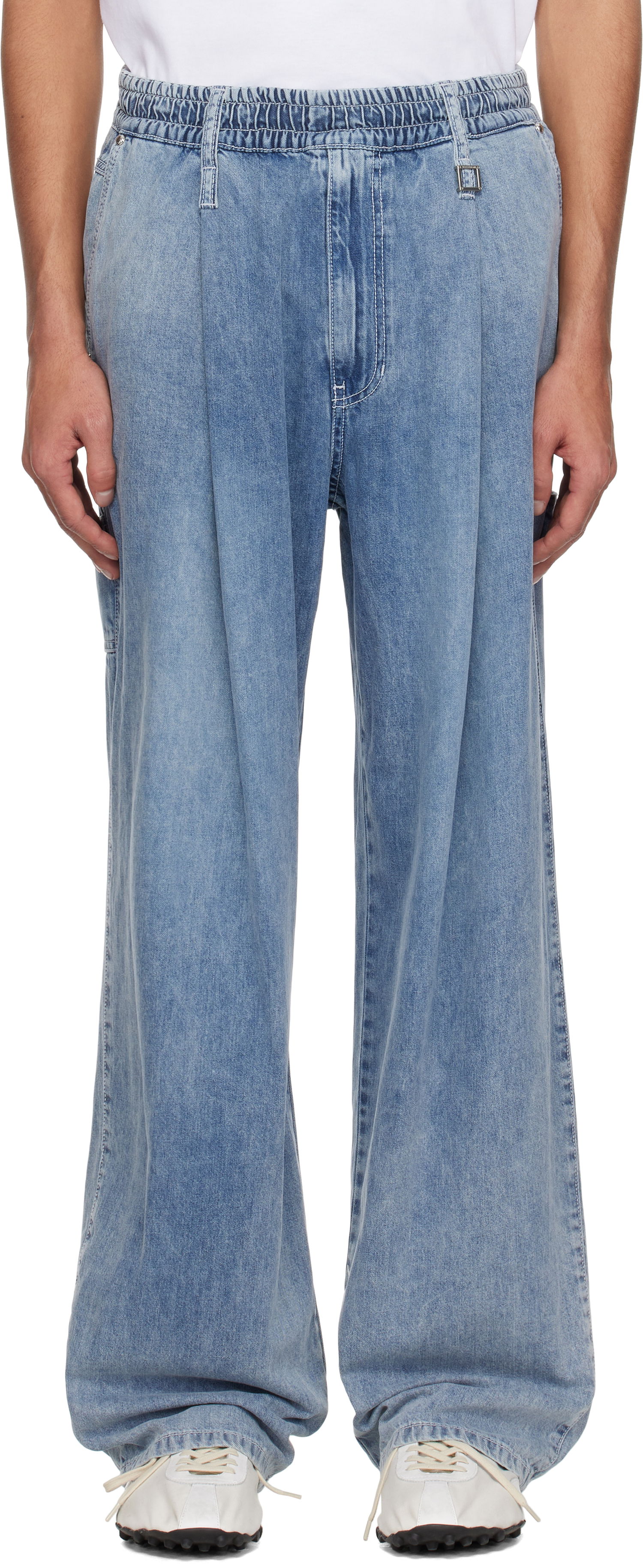 Дънки WOOYOUNGMI WOOYOUNGMI One-Tuck Banding Denim Jeans Синьо | W251PT28, 0