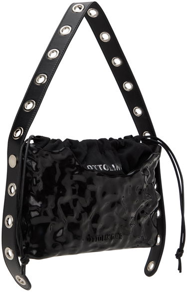 Дамска чанта Ottolinger Signature Crinkled Patent Baguette with Eyelet Strap Черно | 2702108, 1
