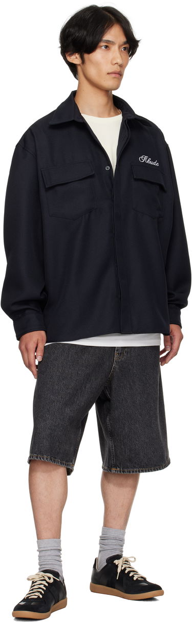 Риза Rhude Boxy Long Sleeve Work Shirt Тъмно синьо | RHPF25SR02731, 3