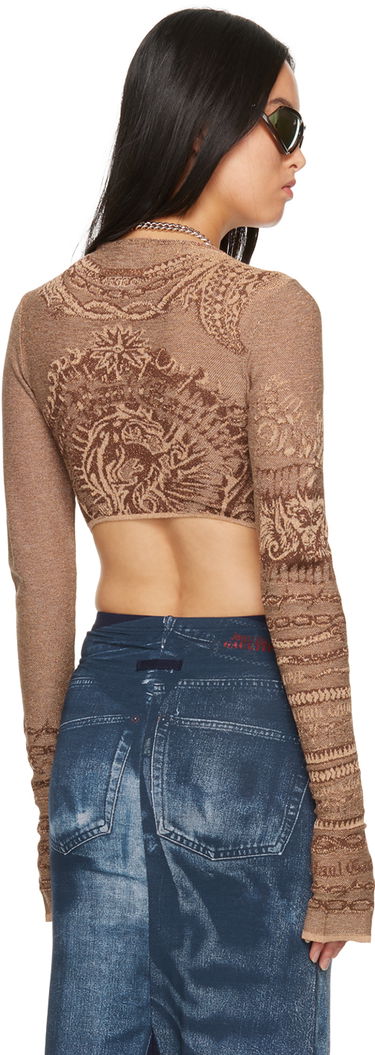 Съкратен топ Jean Paul Gaultier Soleil Long Sleeve Crop Top Кафяво | 23/15-F-TO124-M061-9715, 2