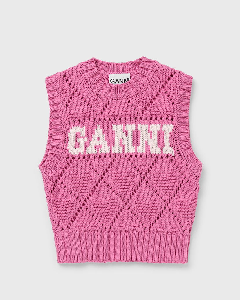 Пуловер GANNI Cotton Rope Short Vest Розово | K2317-295