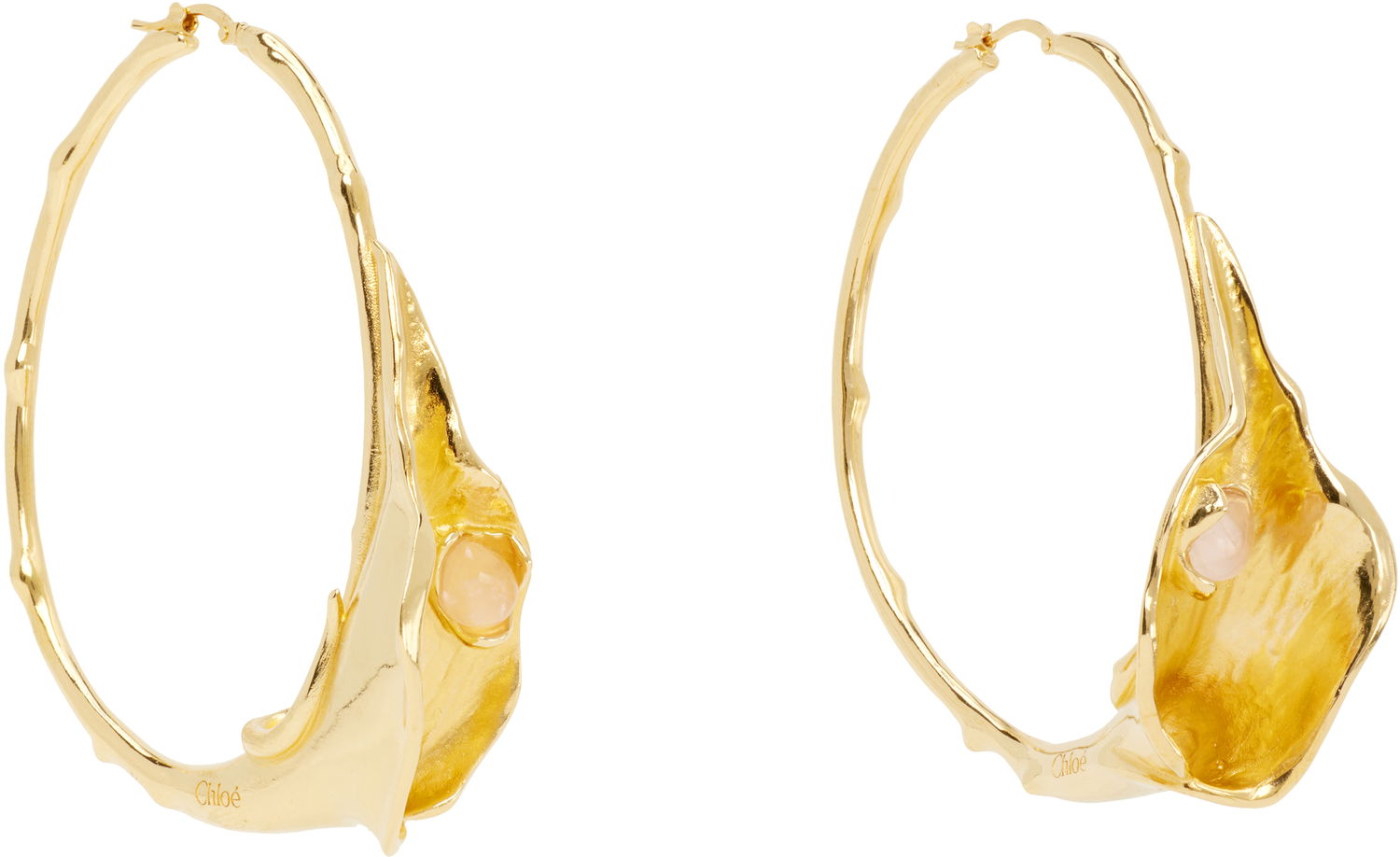 Обеци CHLOÉ 'The Chloé Flower Soul' Sculptural Hoop Earrings Металик | CH26SJE18PIN, 1