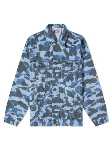 Colour Camo Over Print Denim Jacket Light Indigo