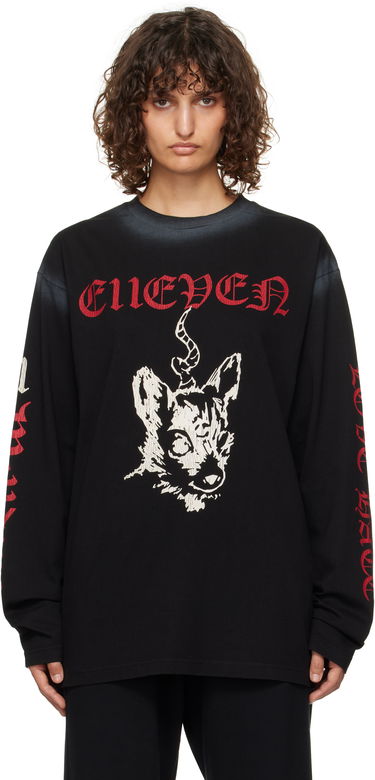 Тениска We11done 11 Graphic Long Sleeve T-Shirt Черно | WD-TT3-24-762-U-BK, 0