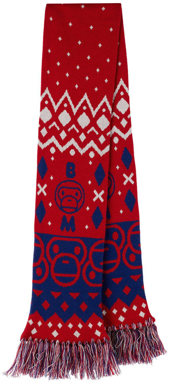 Шал BAPE Baby Milo Nordic Knitted Scarf Червено | 002GDI803006K, 0