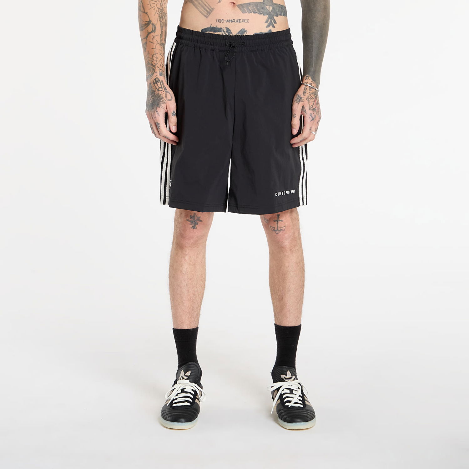 Къси панталони adidas Originals Three-Stripe Drawstring Shorts Consortium Бежово | JY8320, 0
