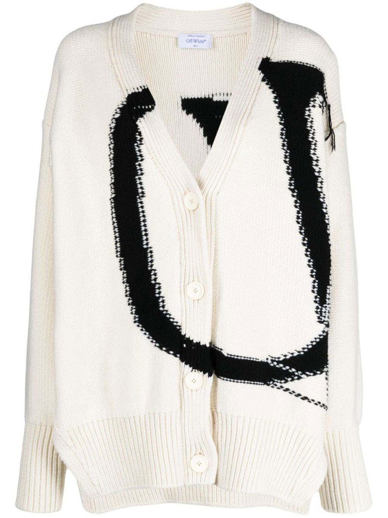 Пуловер Off-White Wool Cardigan Бяло | OWHB043F23KNI0010410