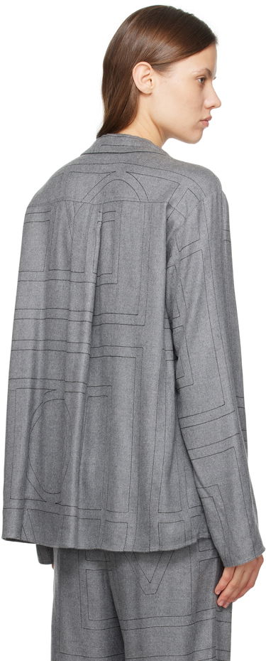 Риза TOTEME TOTEME Monogram Flannel Pajama Shirt Сиво | 251-WRT976-FB0080, 2