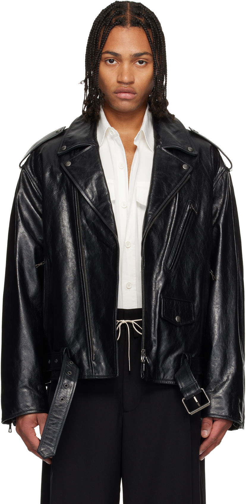 Яке Dries Van Noten Dries Van Noten Biker Leather Jacket Черно | 252-021803-2370