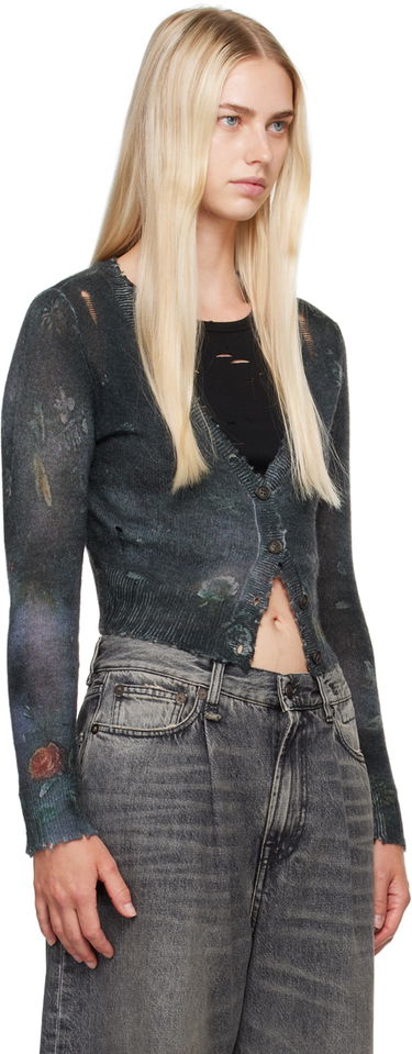 Пуловер R13 R13 Cropped Distressed Cardigan Сиво | R13WY041-Y157A, 1