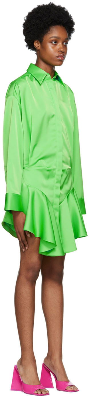 Pокля The Attico Attico Candice Satin Mini Shirt Dress Зелено | 228WCA124 E020, 1