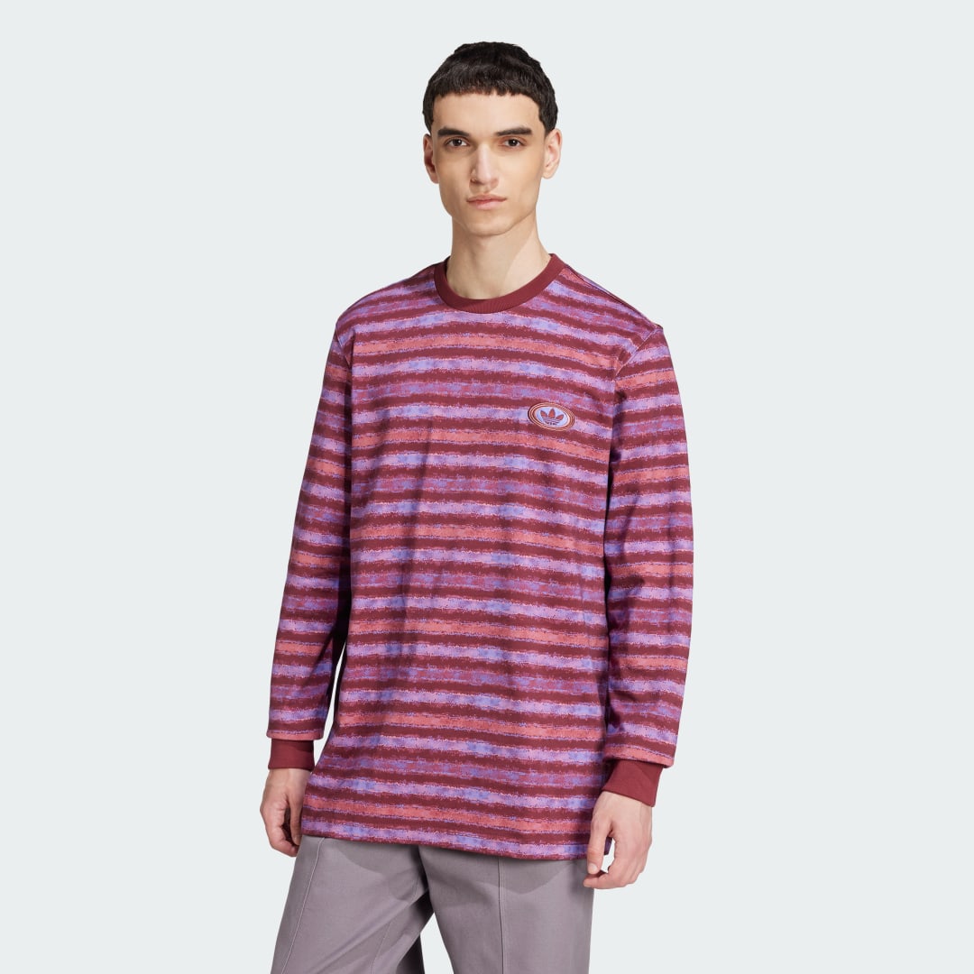 Тениска adidas Originals 90s Long Sleeve Stripe Лилаво | JL6153, 0