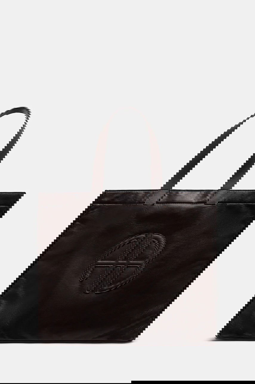 Голяма пазарска чанта Anine Bing Leo Embossed Leather Tote Bag Кафяво | A.13.11841, 0
