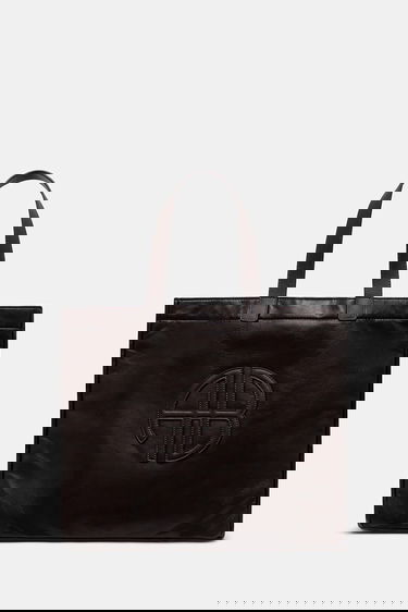 Голяма пазарска чанта Anine Bing Leo Embossed Leather Tote Bag Кафяво | A.13.11841, 0