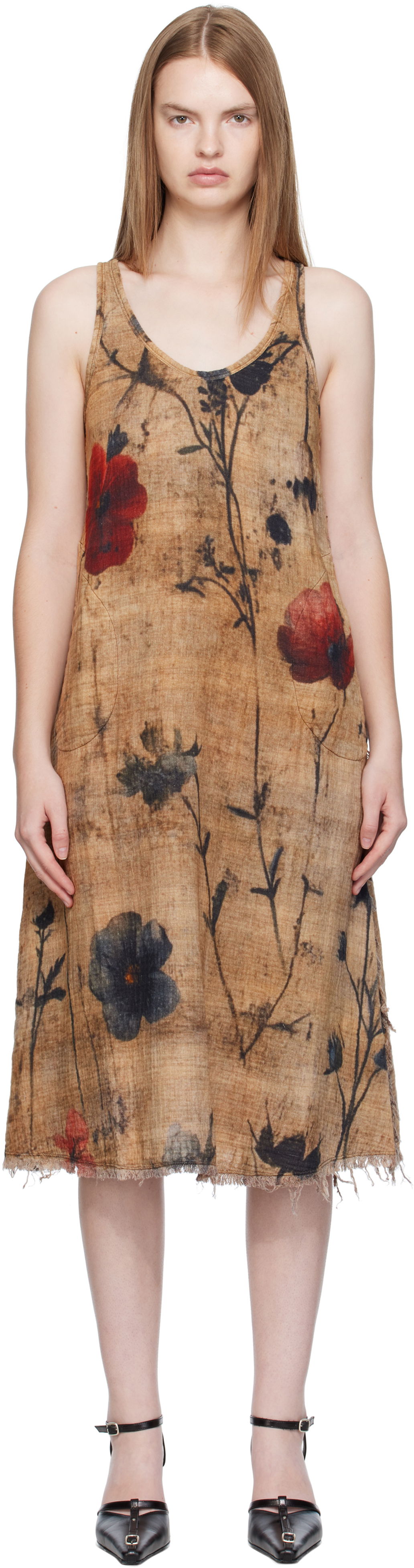 Pокля R13 R13 Reversible Tank Midi Dress Кафяво | R13WR466-R583B, 0