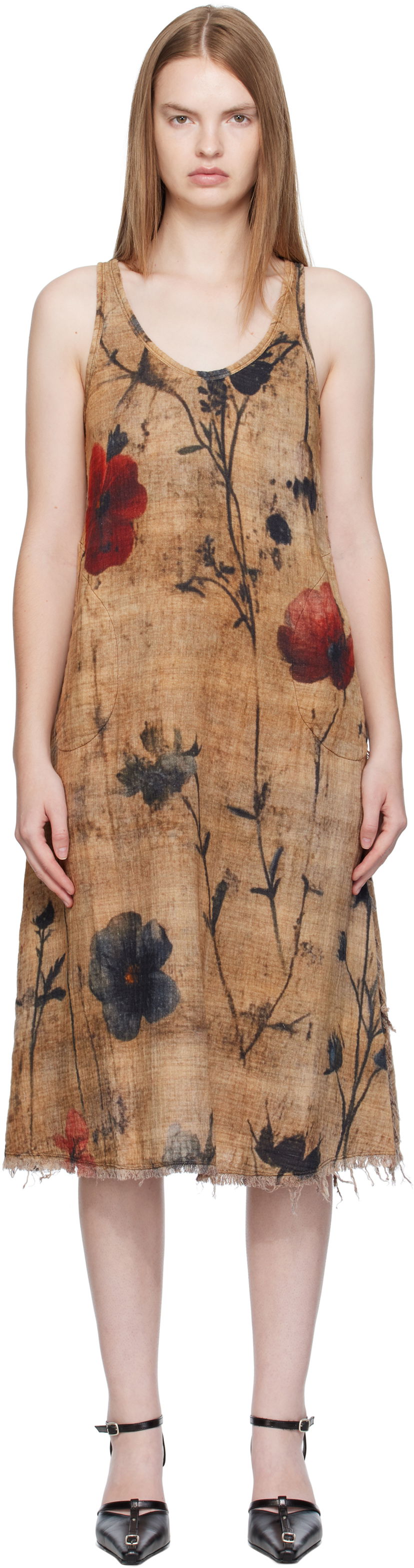 Pокля R13 R13 Reversible Tank Midi Dress Кафяво | R13WR466-R583B