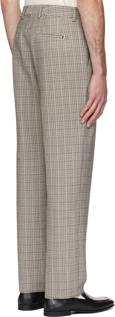 Панталони BOSS BOSS Relaxed-Fit Checked Stretch Trousers Кафяво | 50546061, 2
