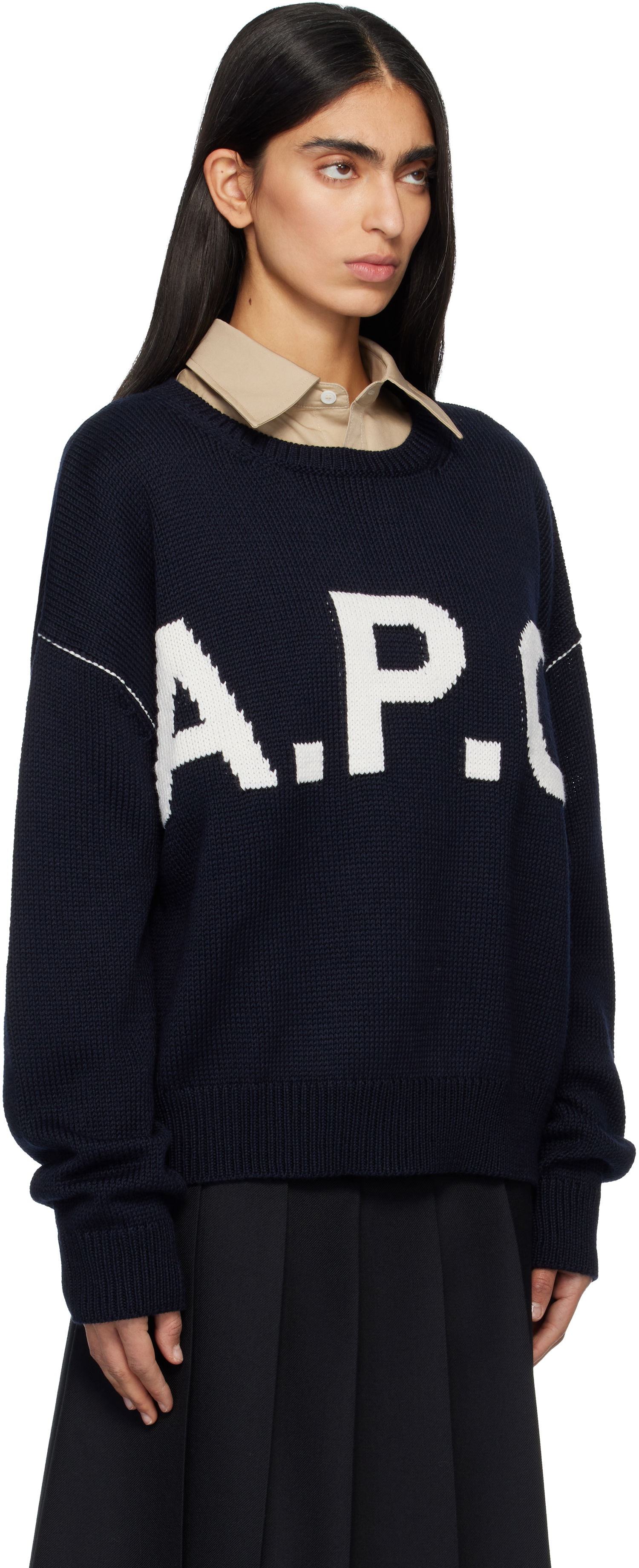 Пуловер A.P.C. A.P.C. Logo Sweater Тъмно синьо | WOASL-M23009, 1