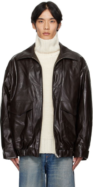 Яке Maison Margiela MM6 Maison Margiela Sports Faux-Leather Jacket Кафяво | SH0AM0065 M35465, 0