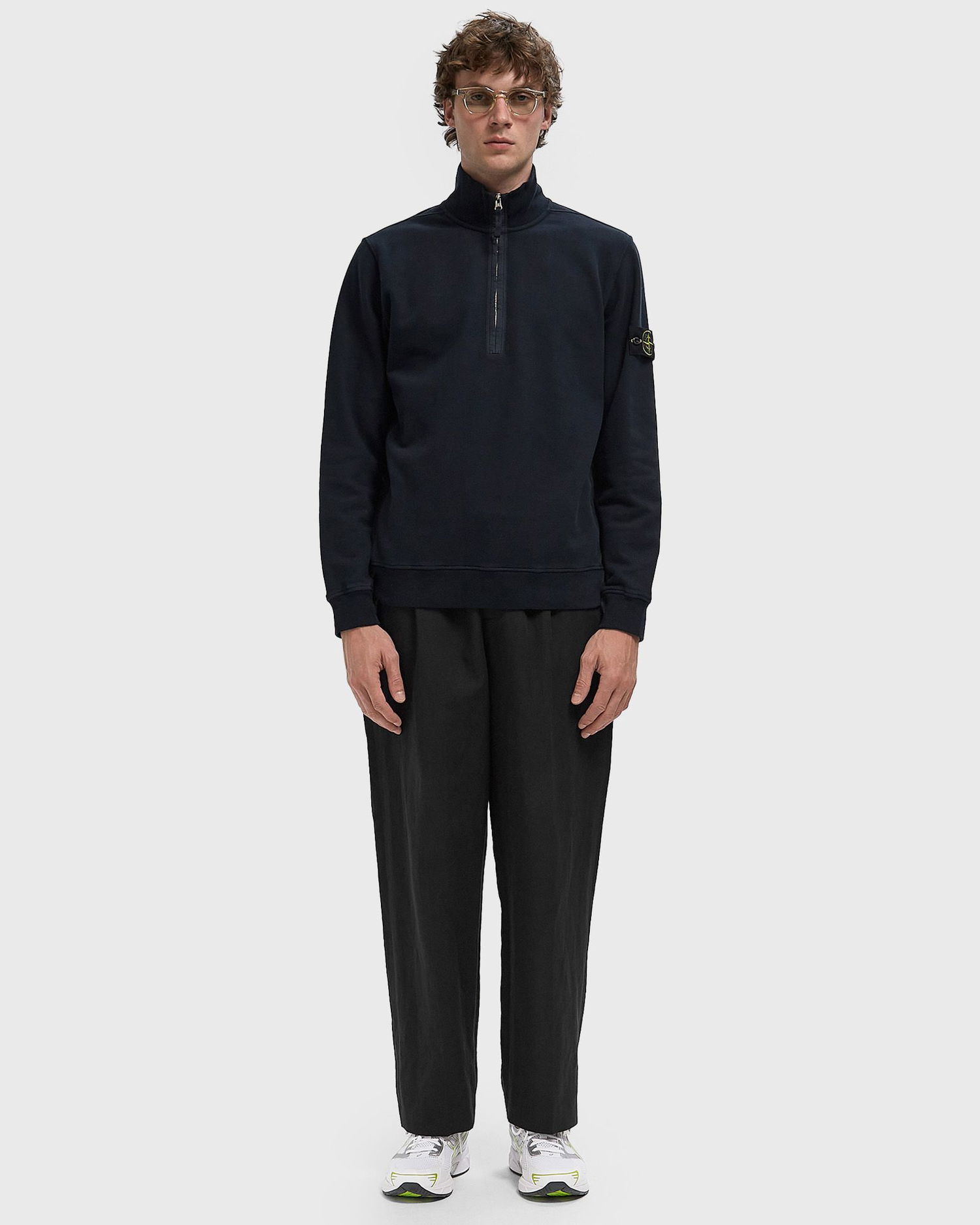 Суитчър Stone Island Long Sleeve 1/4 Zip Sweatshirt Тъмно синьо | K2S156100068S0A20.V0020, 1