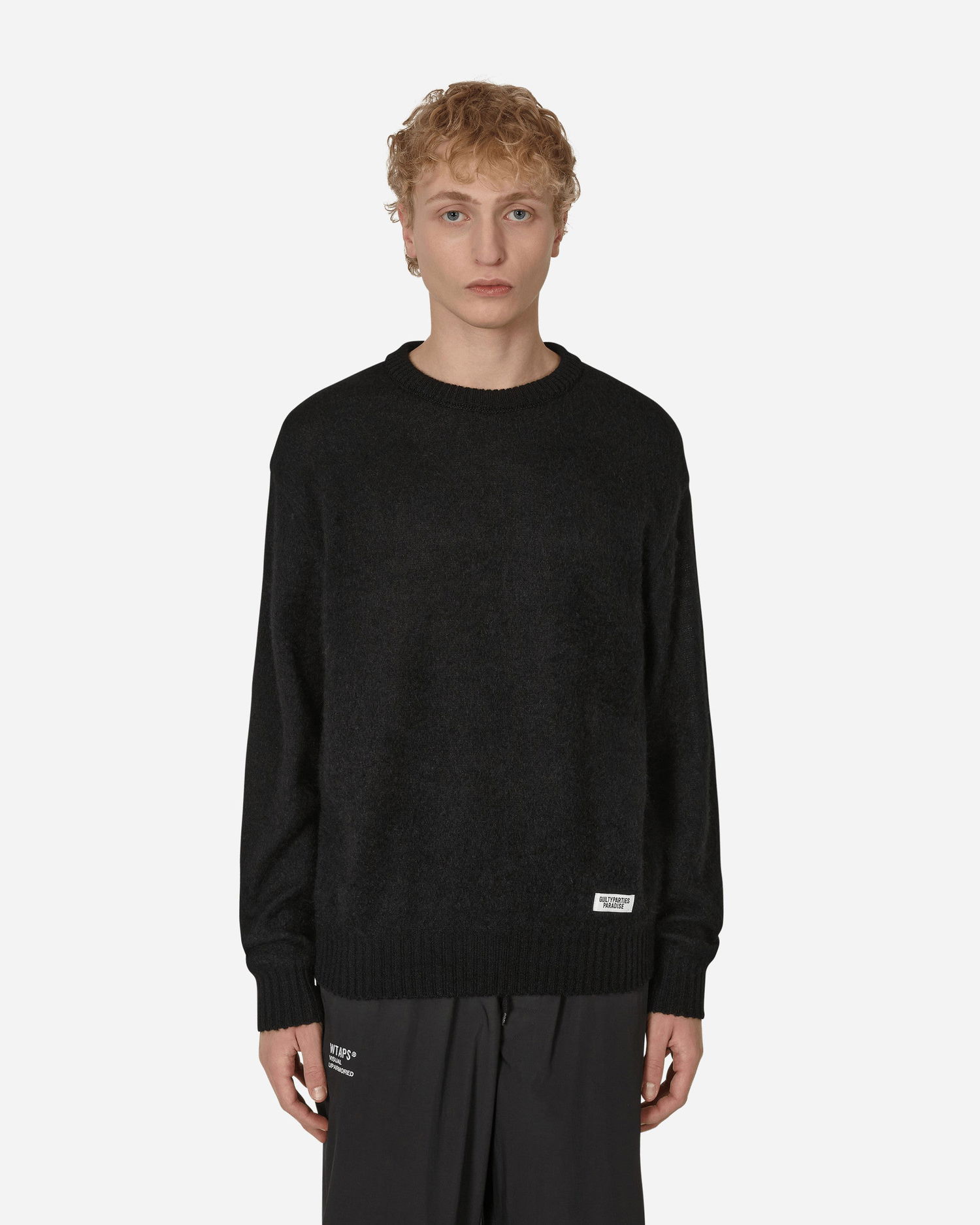 Суитчър WACKO MARIA Mohair Crewneck Sweater Черно | 22FW-WMK-KN05 BLACK, 1