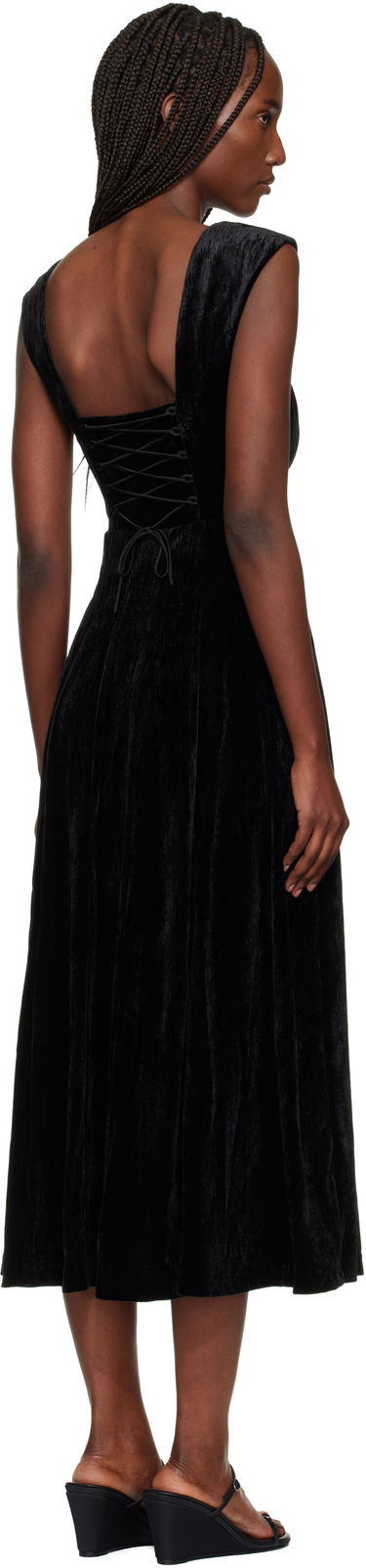 Pокля GUIZIO Leila Velvet Midi Dress Черно | H25404W191, 2