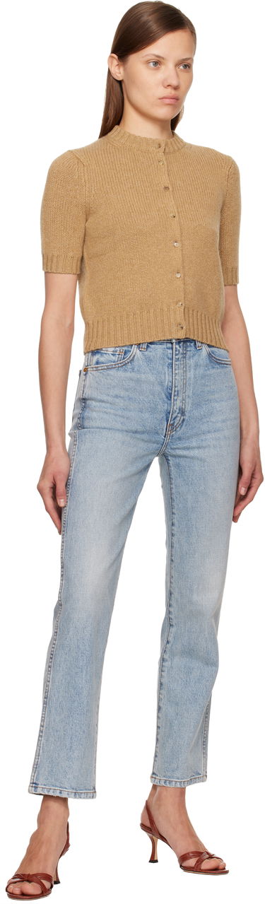 Пуловер Khaite Nora Short-Sleeve Ribbed Cardigan Бежово | 9608615, 3