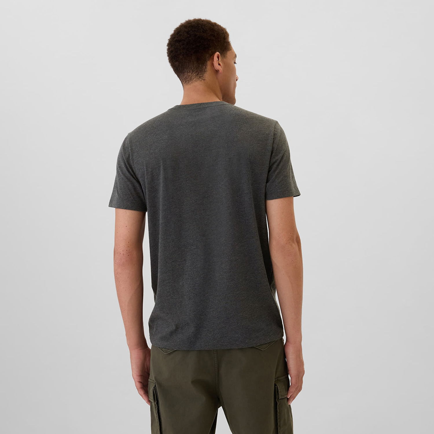 Тениска GAP T-shirt Micro Logo Crew Charcoal Heather S Черно | 502022-00, 1