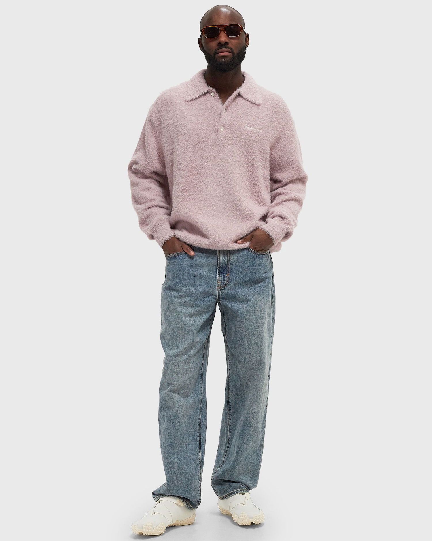 Поло тениска thisisneverthat Shaggy Knit Polo Розово | TN243KKNPK08PNK, 1