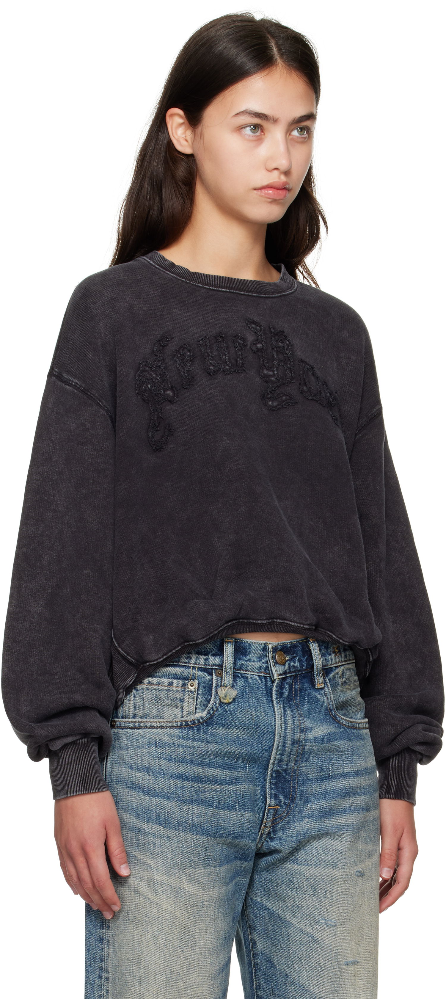 Суитчър R13 R13 'New York' Balloon Crewneck Sweatshirt Черно | R13WK260-K001O, 1
