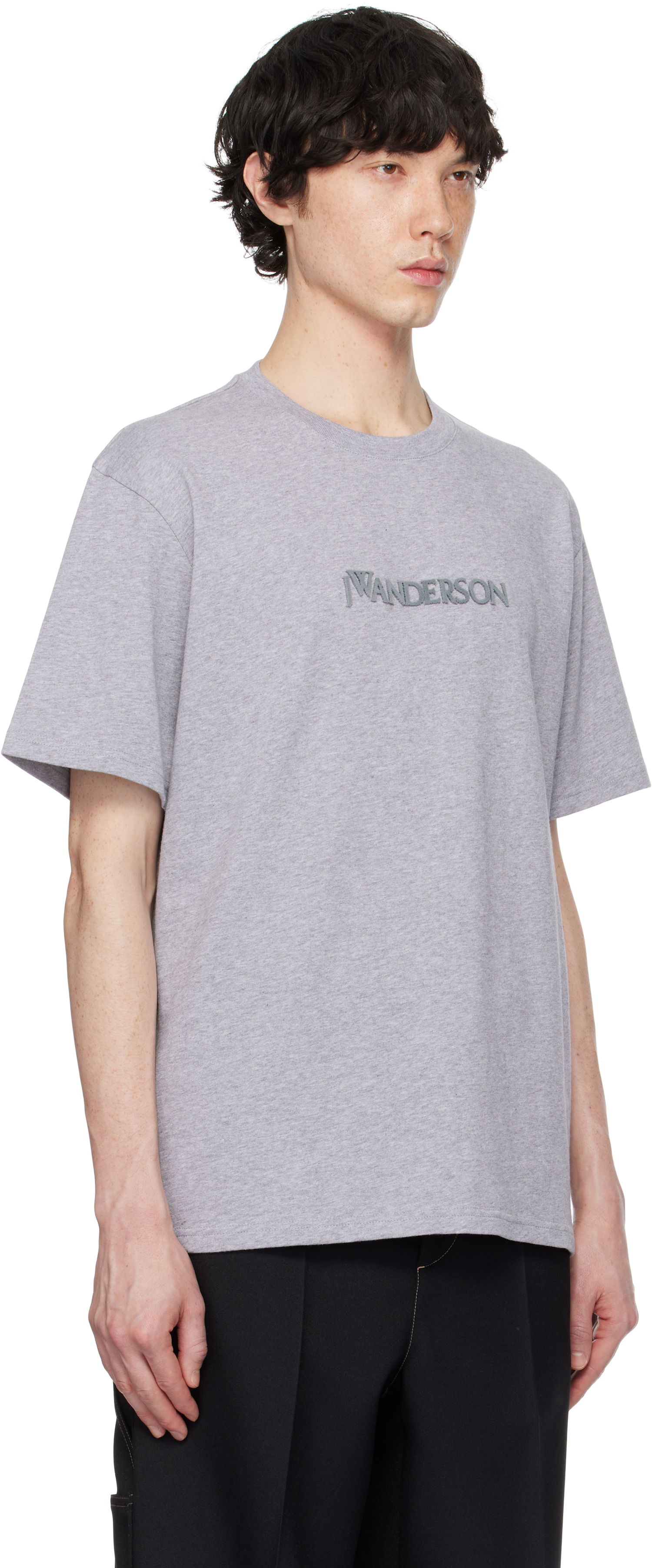 Тениска JW Anderson JW Anderson Logo Embroidery T-Shirt Сиво | JT0258-PG1510, 1